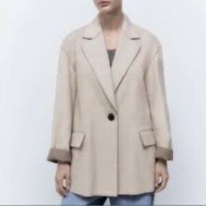 Zara‎ Soft Turn-Down Collar Jacket Mink Marl